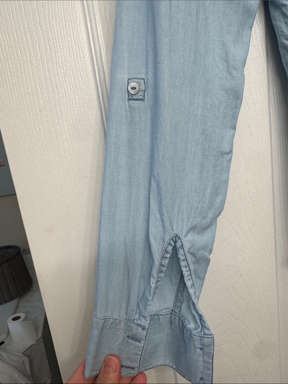 RW&CO. Light Blue Ruffle-Front Blouse - Picture 3 of 5
